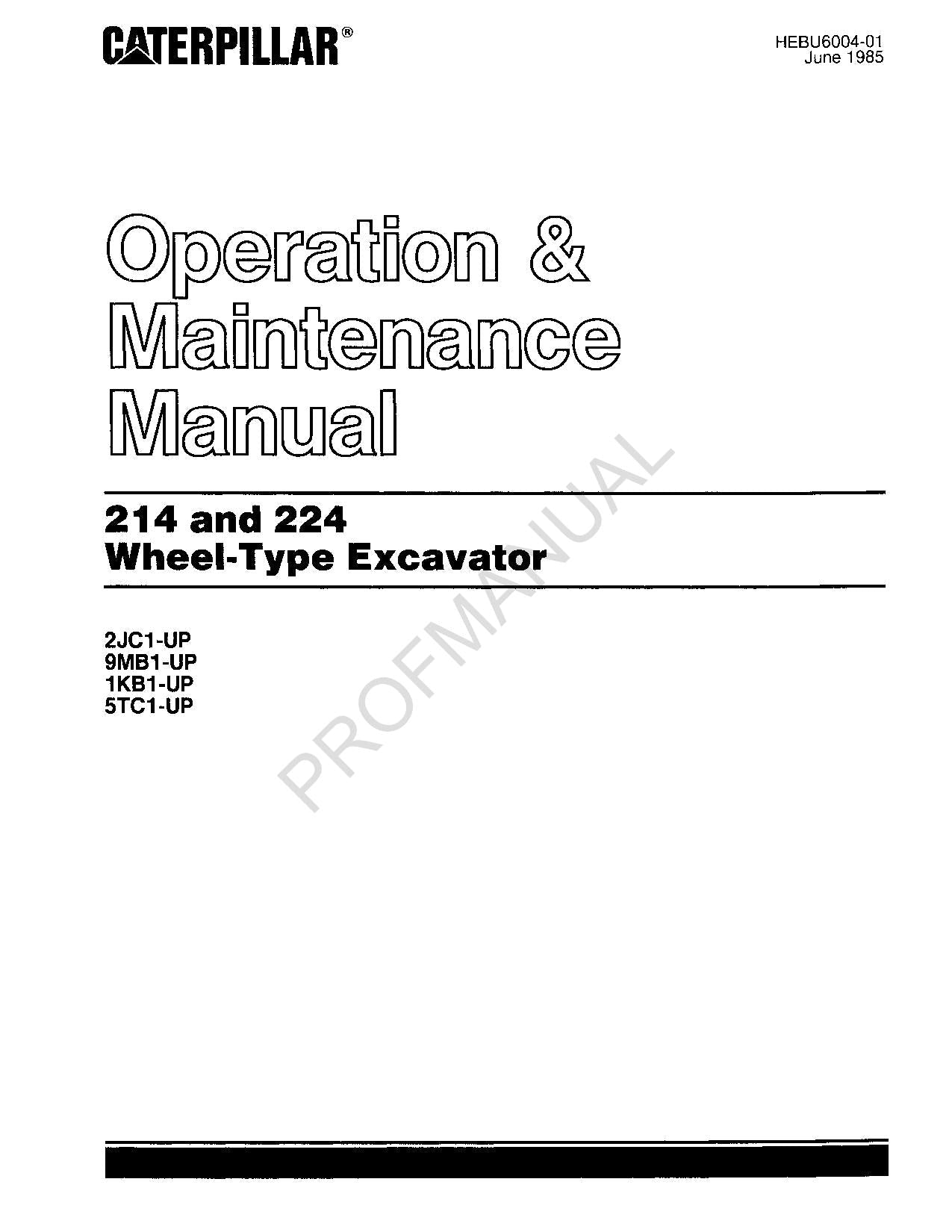 Manual de mantenimiento del operador de excavadoras de ruedas Caterpillar 214 224