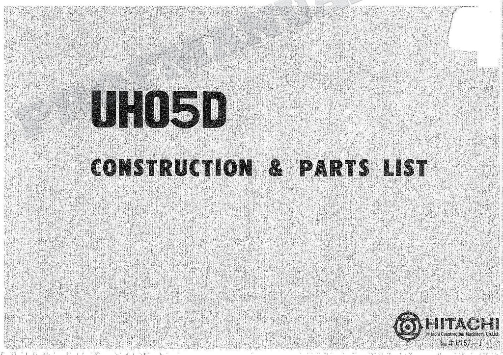 HITACHI UH05D Excavator Parts Catalog Manual