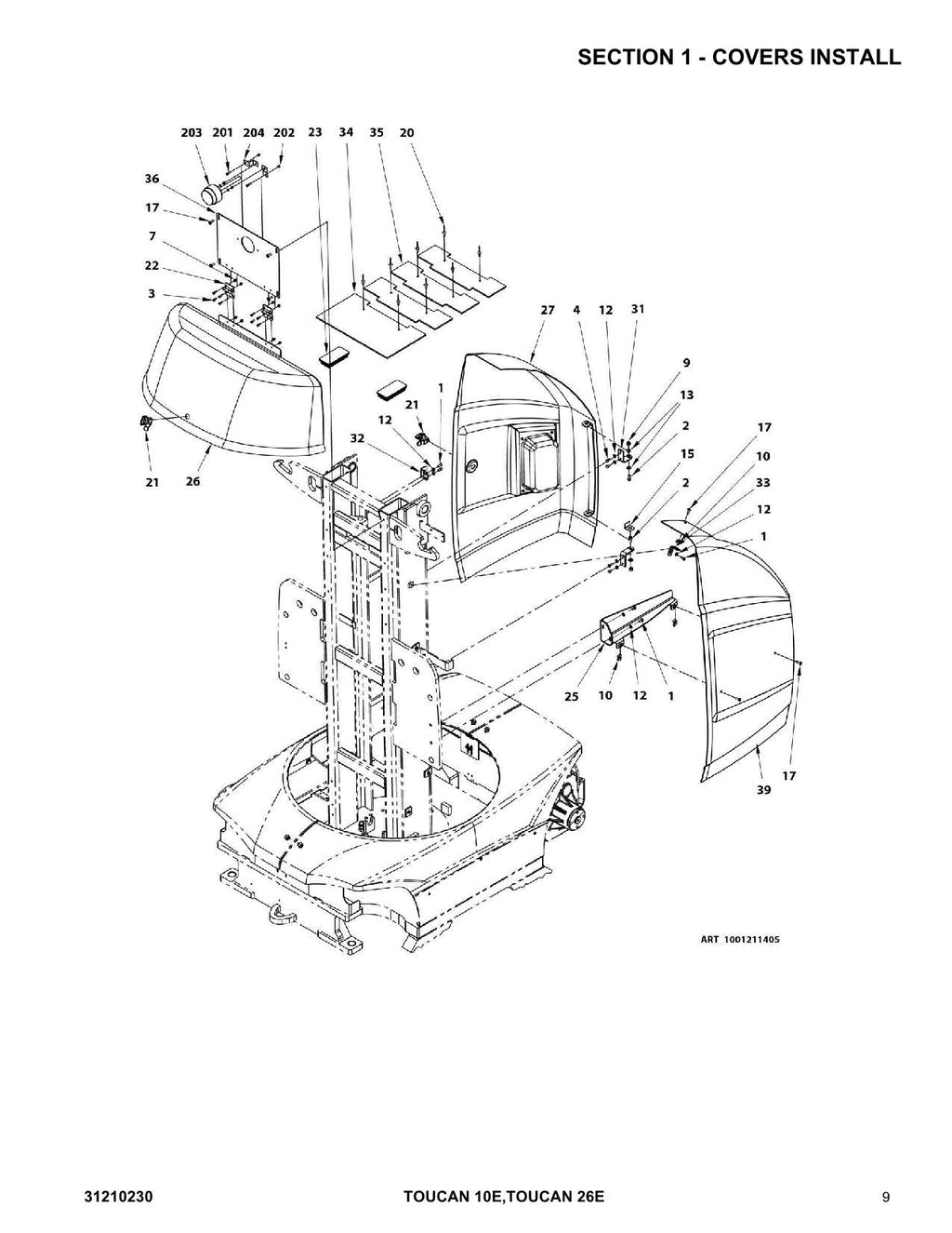 TOUCAN 10E 26E Vertical Lift Parts Catalog Manual 31210230 Multi language