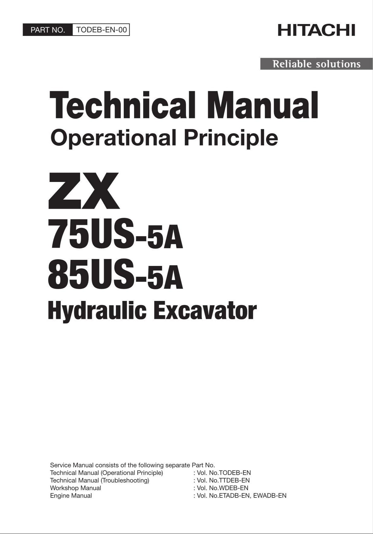 HITACHI ZX75US-5A ZX85US-5A Excavator Operational Principle Technical Manual