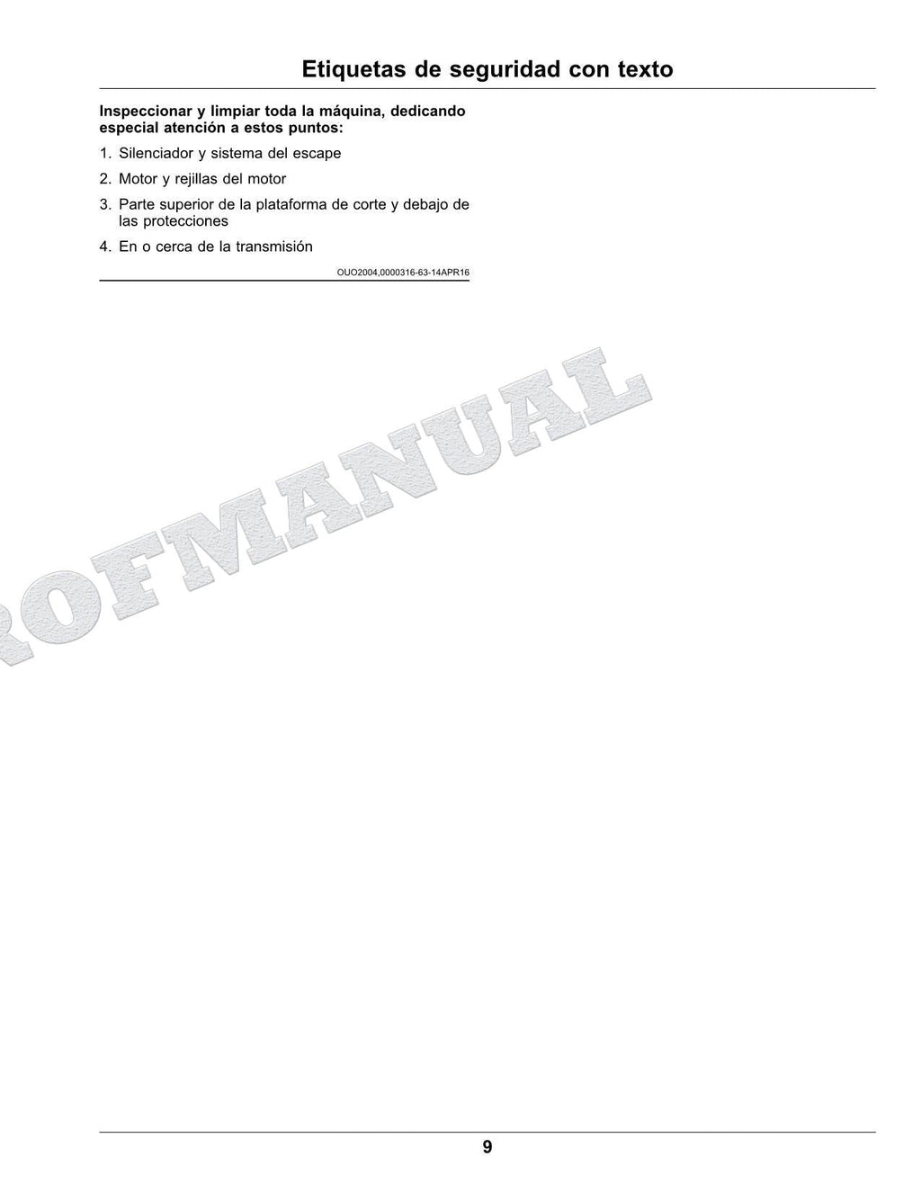 John Deere X350R Tractor Manual del Operador Español SN 150001-