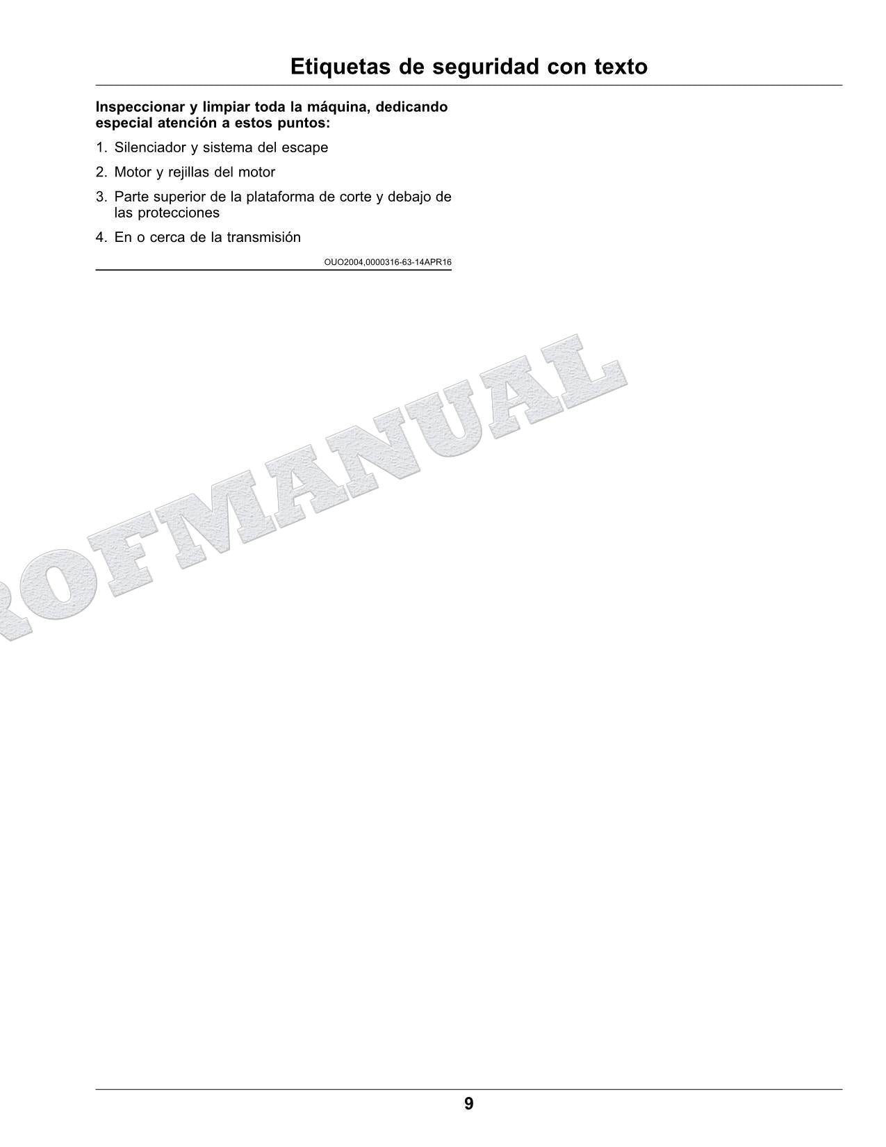 John Deere X350R Tractor Manual del Operador Español SN 150001-