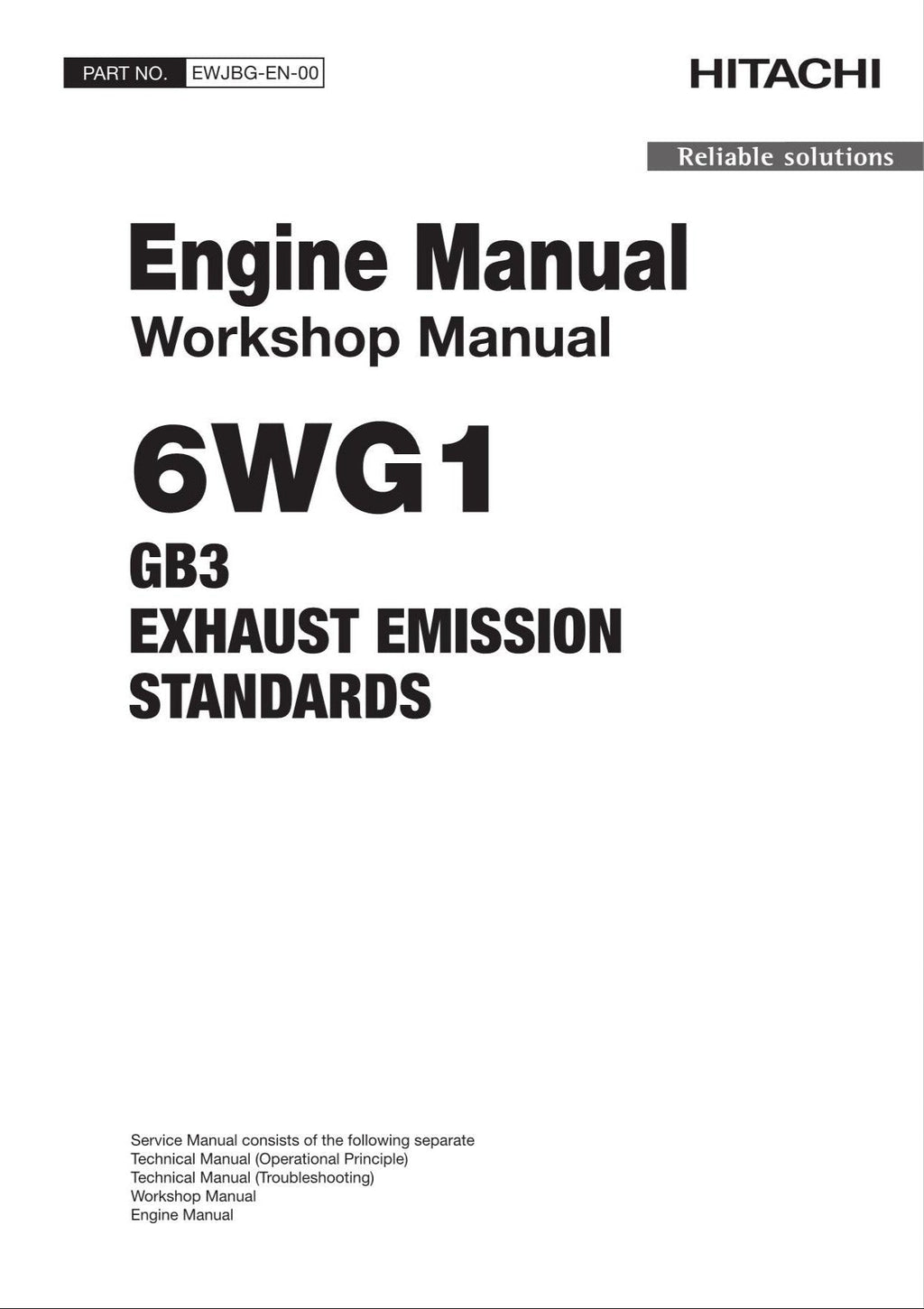 Hitachi 6WG1 Wheel Loader Engine Manual Workshop Manual SN GB3 EMISSIONS