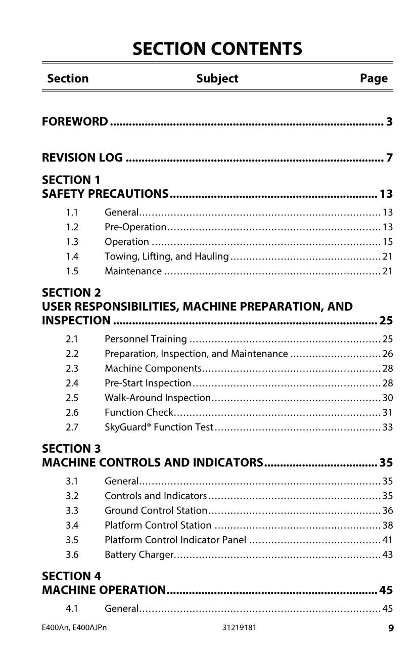 Manual del operador del elevador de pluma estrecha JLG E400AJP E400A 31219181