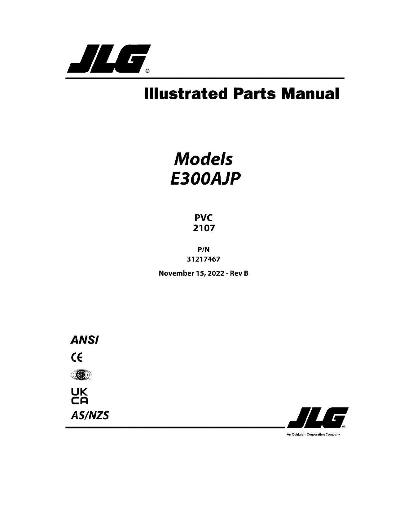 Manual del catálogo de piezas del elevador de pluma JLG E300AJ E300AJP
