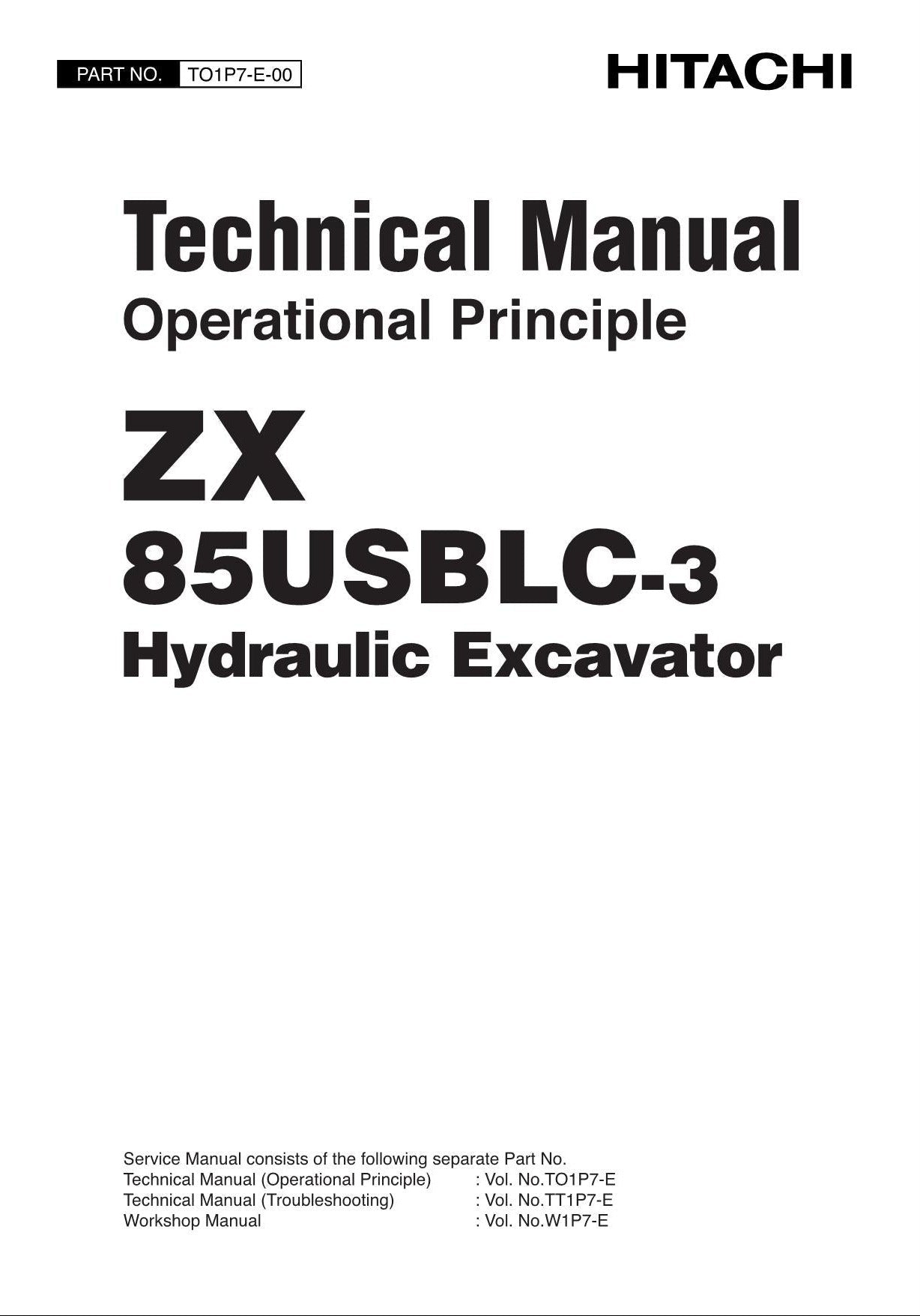 HITACHI ZAXIS ZX85USBLC-3 Excavator Operational Principle Technical Manual