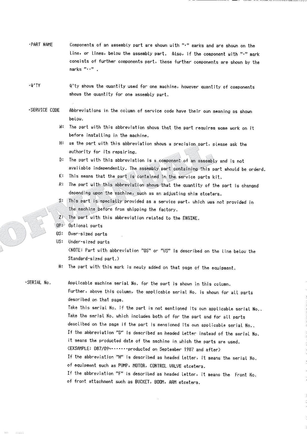 HITACHI EX100W Excavator Parts Catalog Manual SN 0103-