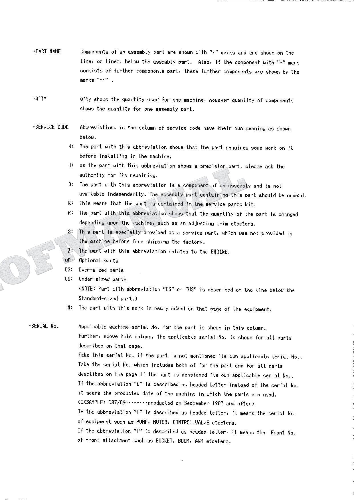 HITACHI EX100W Excavator Parts Catalog Manual SN 0103-