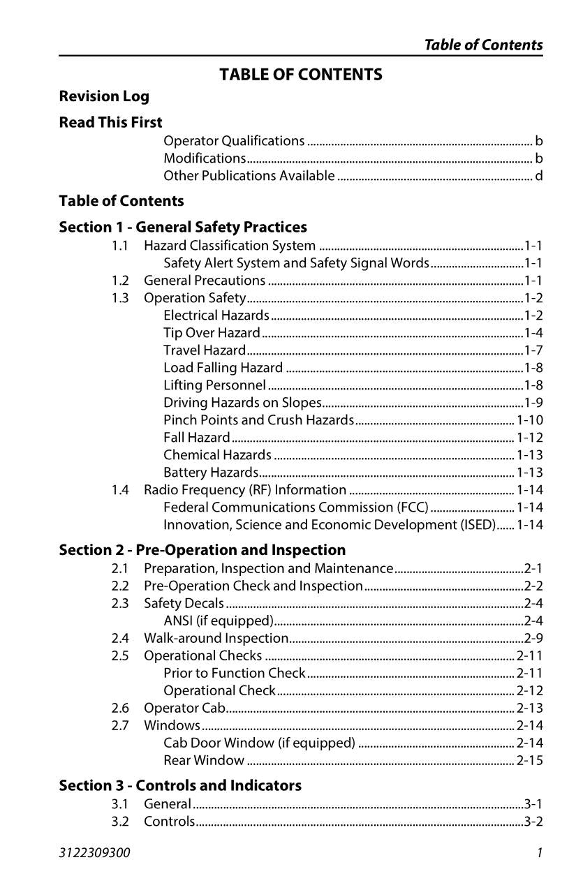 Manual del operador de mantenimiento y operación del manipulador telescópico JLG E313
