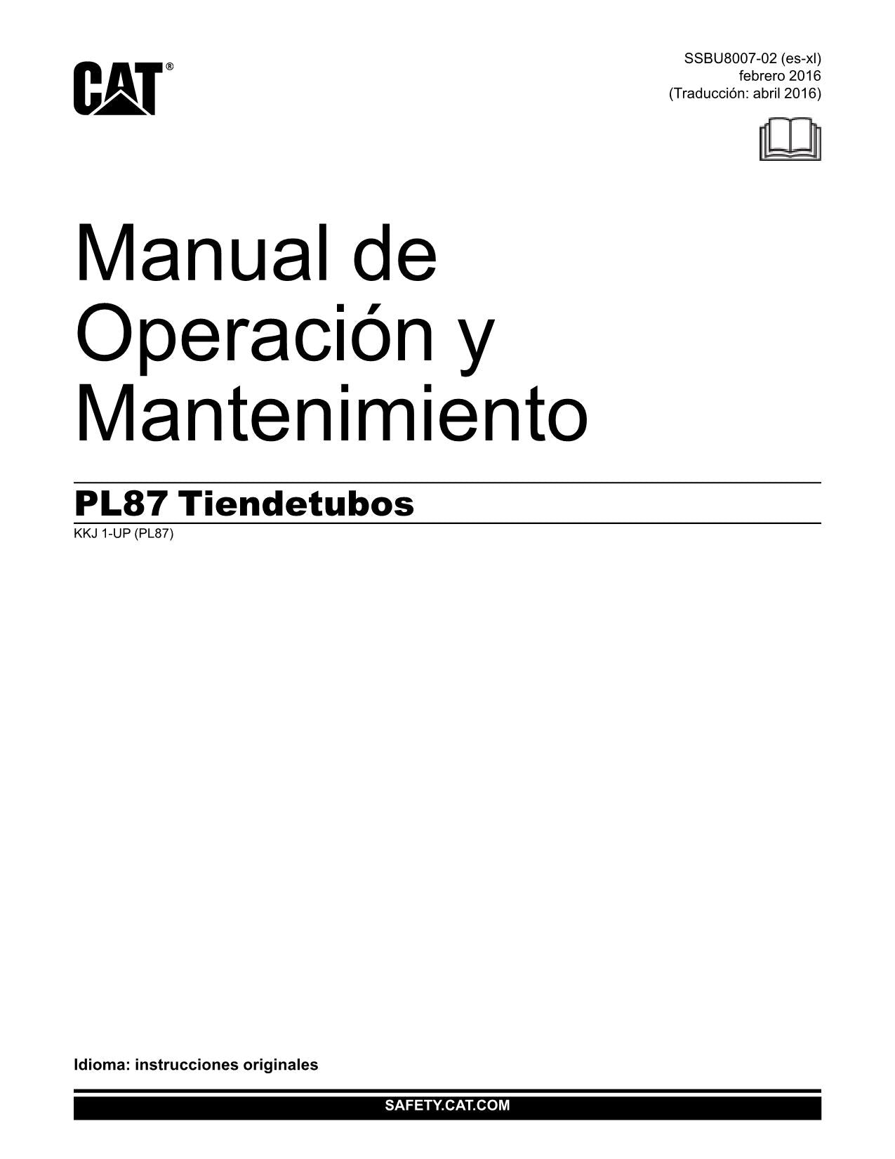 Caterpillar PL87 Tendetubos Manual de Operación y Mantenimiento Español