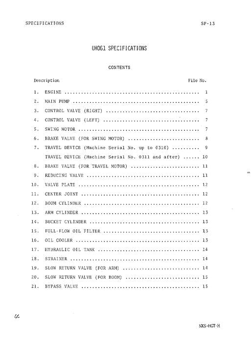 HITACHI UH061 EXCAVATOR SERVICE MANUAL