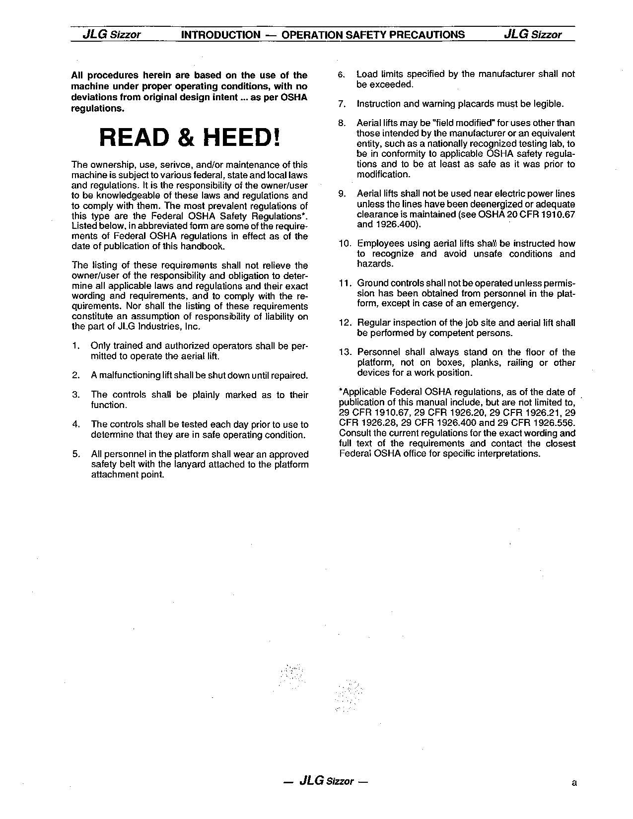 JLG CM1432 CM1432PLUS Scissor Lift Operation Parts Service Manual