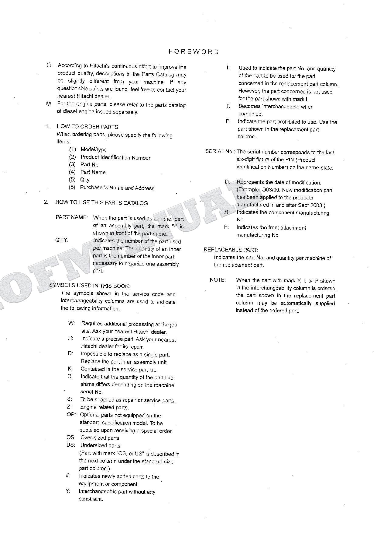 Manual del catálogo de piezas de la excavadora de cabina alta fija HITACHI ZX600 ZX800