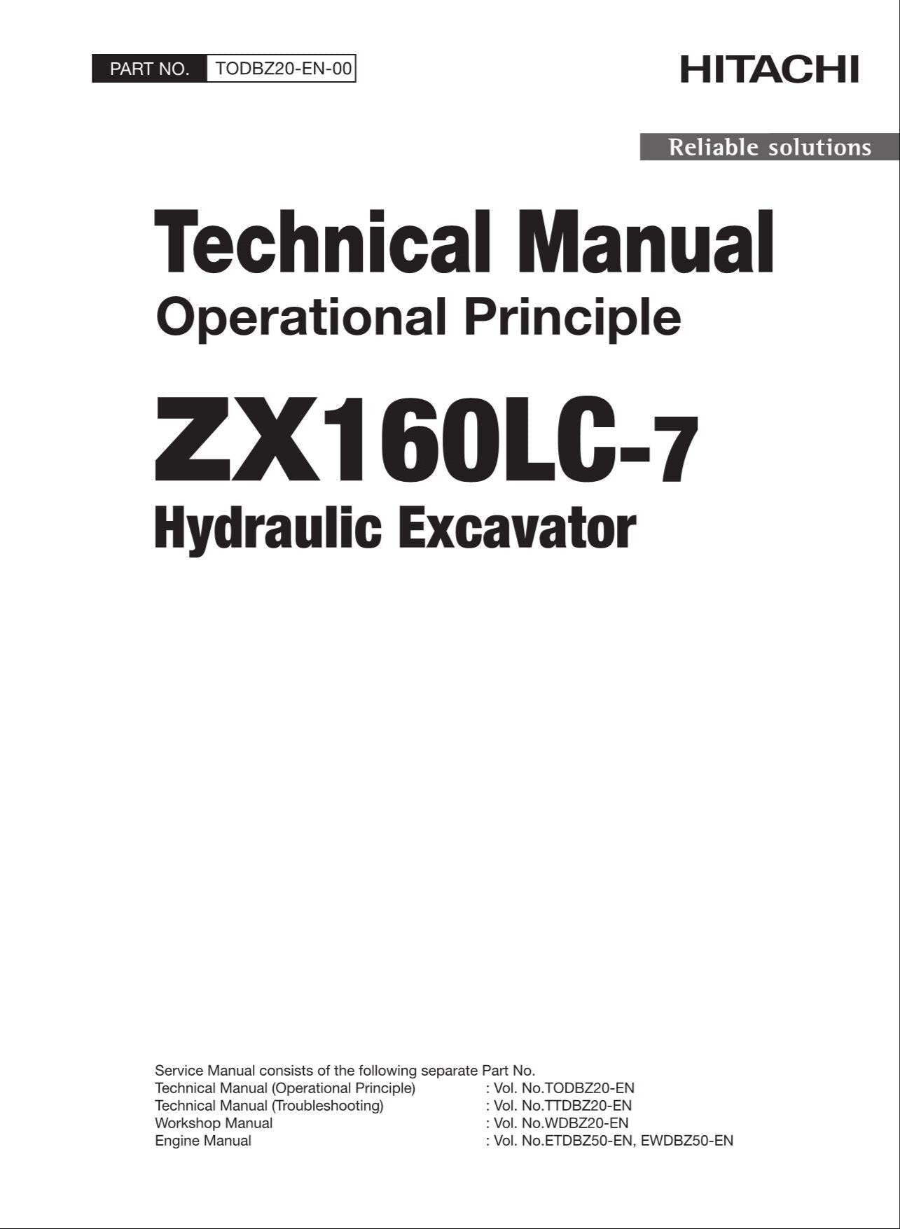 HITACHI ZX160LC-7 Operational Principle Excavator Oceanian Technical Manual