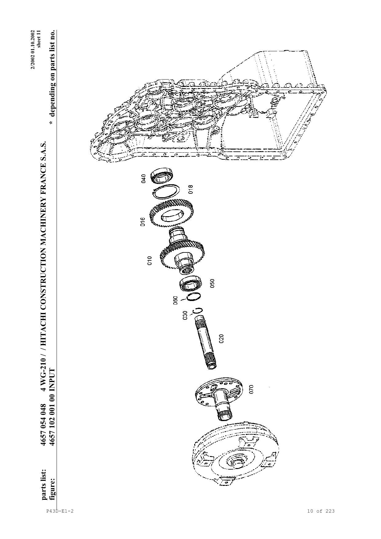 Hitachi LX290E LX290E-2 Wheel Loader Parts Catalog Manual
