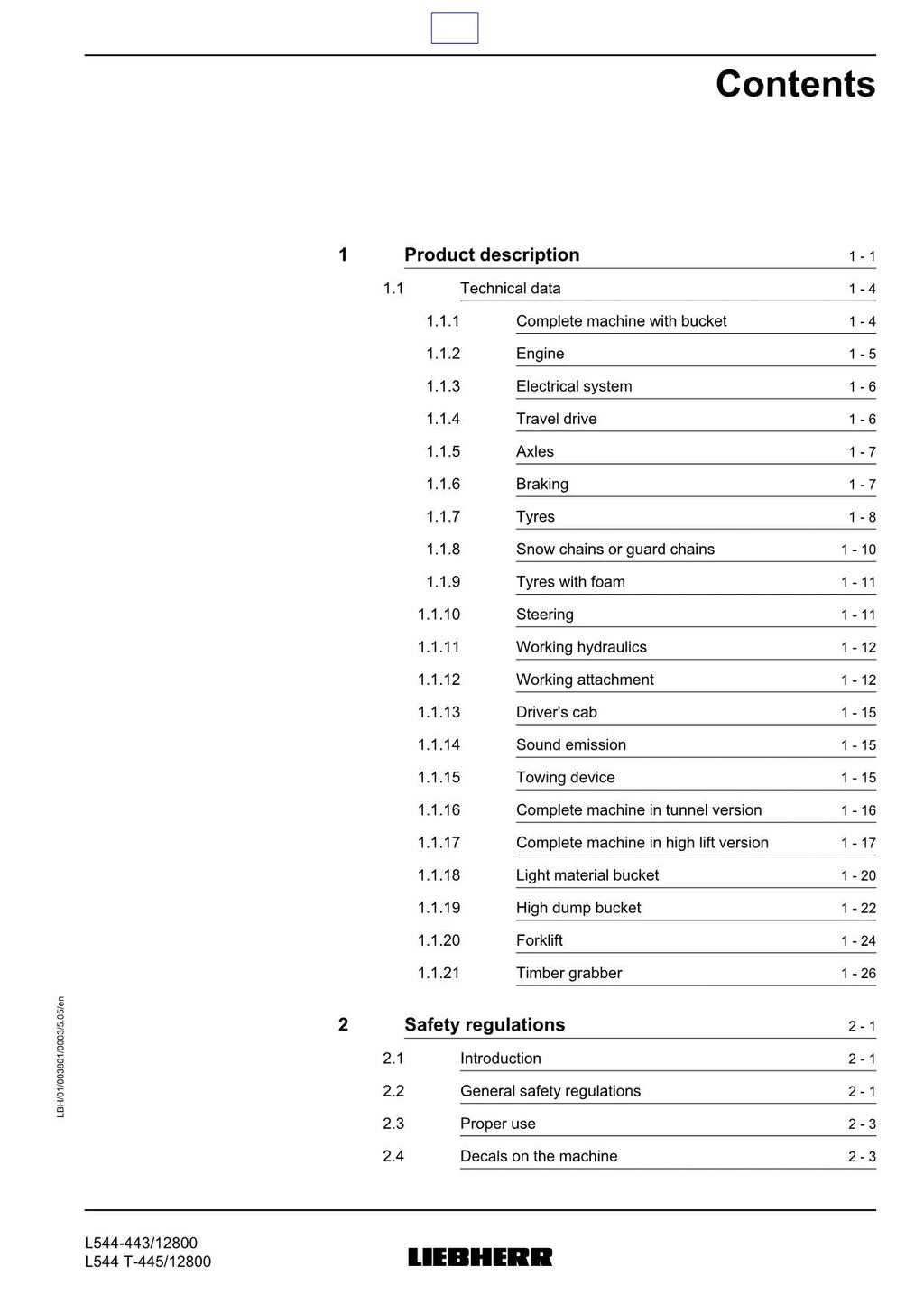 Liebherr L544 L544 T Wheel Loader Operators manual