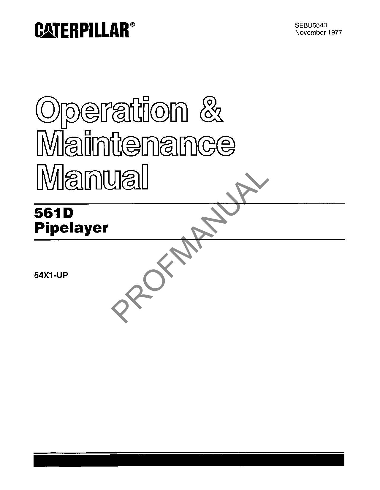 Manual de mantenimiento del operador del tiendetubos Caterpillar 561D SEBU5543