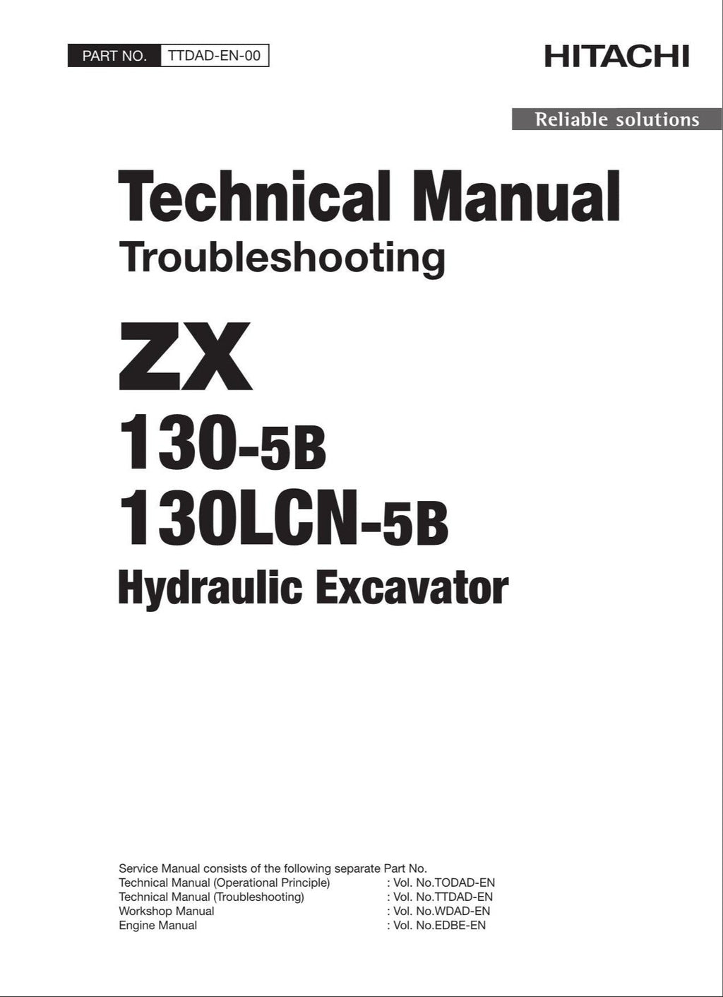 HITACHI ZX130-5B130LCN-5B Excavator Troubleshooting +Schematic Technical Manual