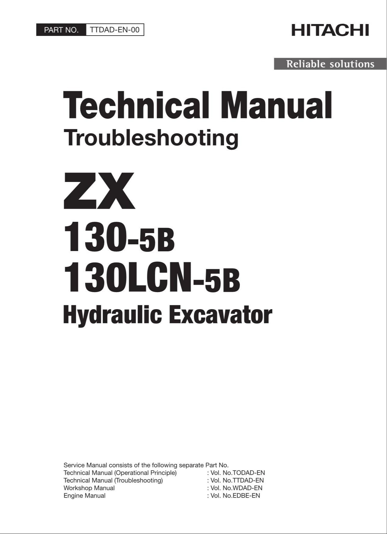 HITACHI ZX130-5B130LCN-5B Excavator Troubleshooting +Schematic Technical Manual