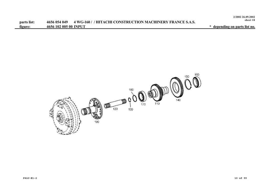 Hitachi LX145E LX170E LX145E-2 LX170E-2 Wheel Loader Parts Catalog Manual