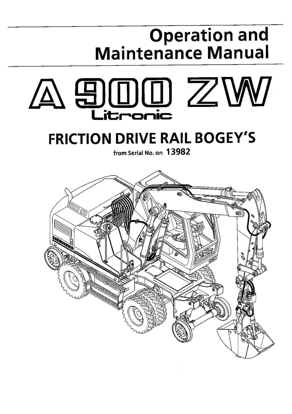 Liebherr A900 ZW Litronic  Excavator Operators manual