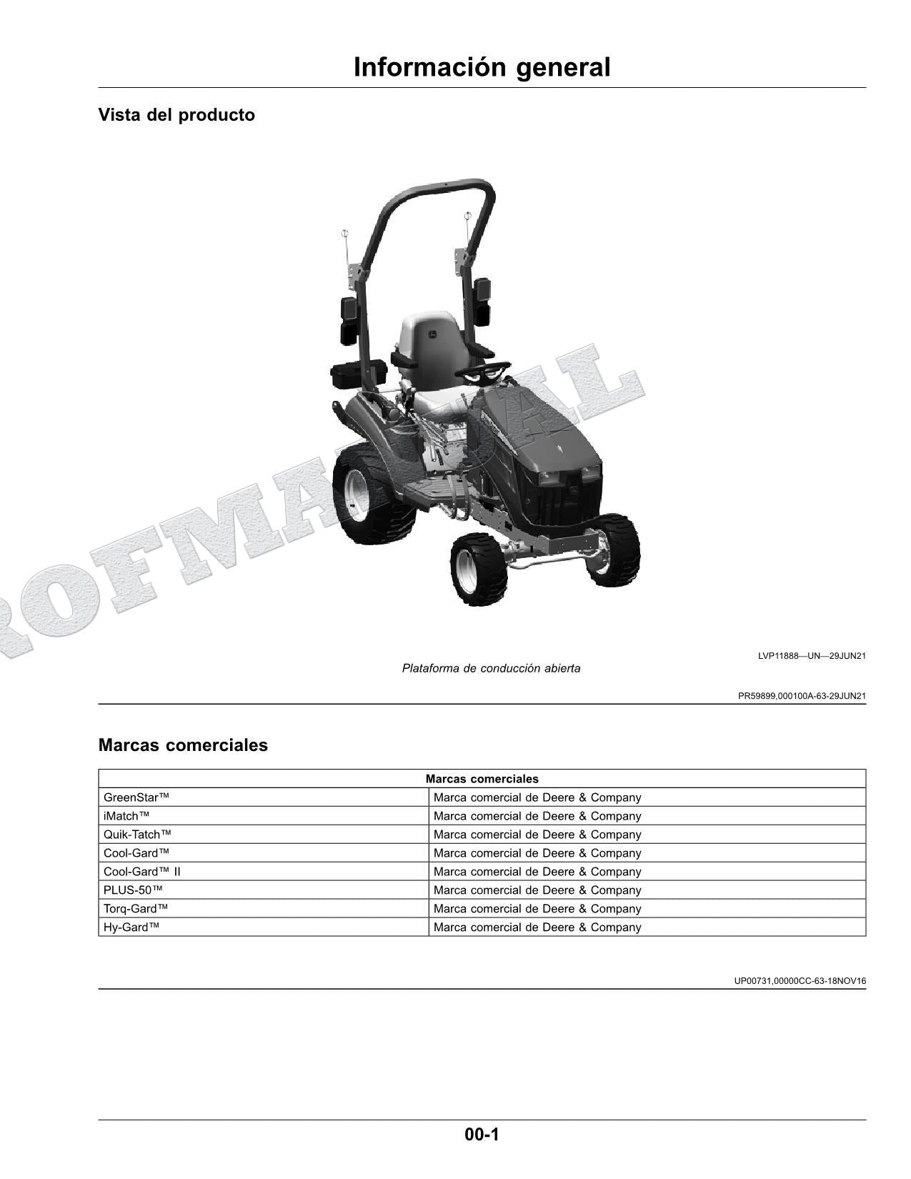 John Deere 1023E 1025R Tractor Manual del Operador Español SN RS000001- MY2025-