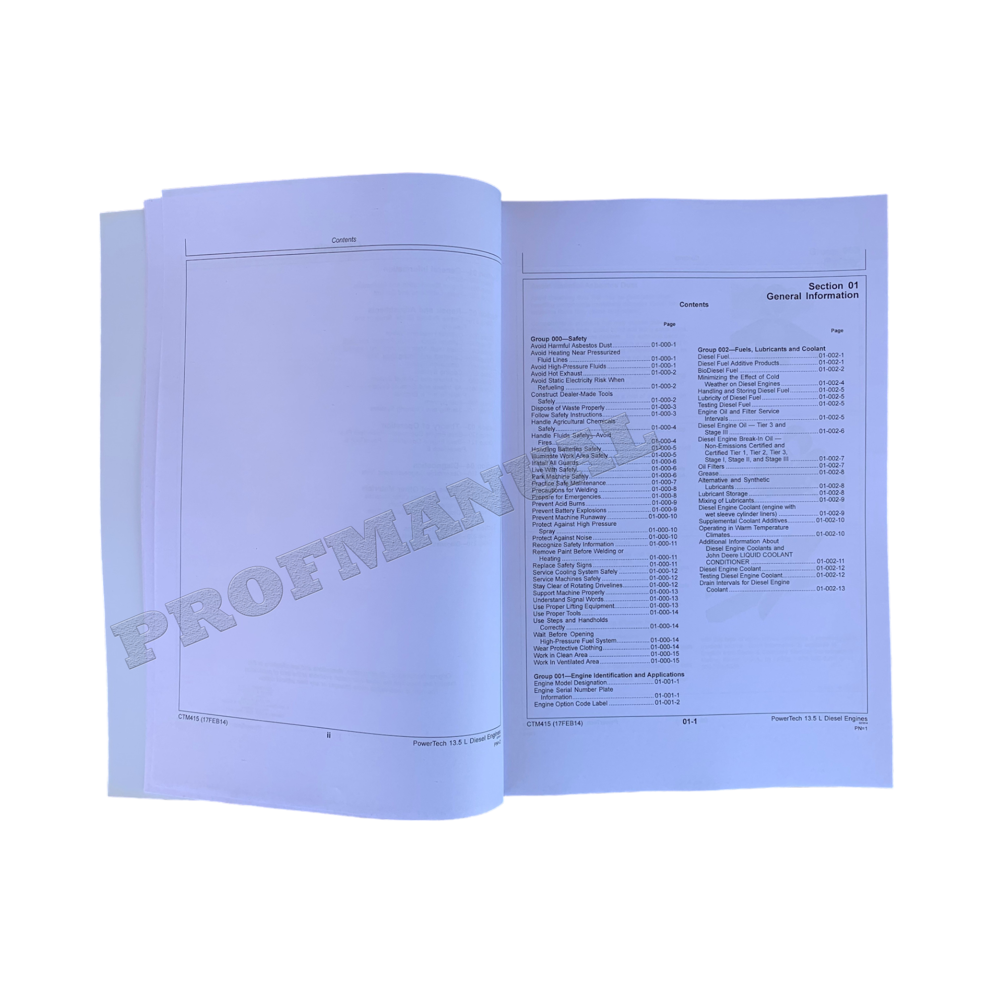 John Deere 6135 TM 13.5L OEM Engine Base Engine Repair Service manual CTM415
