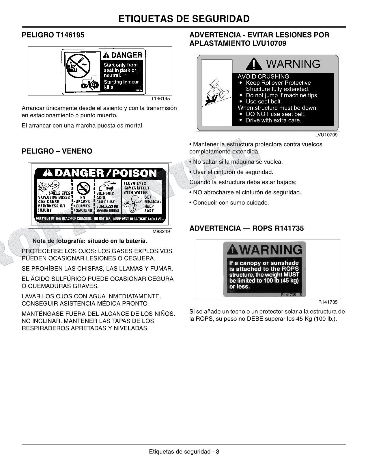 John Deere SN 4120 610001-810000 4320 620001-810000 Tractor Manual del Operador