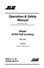 JLG 670SJ Boom Lift Maintenance Operation Operators Manual 31220656