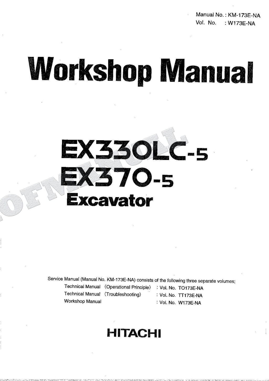 HITACHI EX330LC-5 EX370-5 Excavator Repair Service Workshop manual