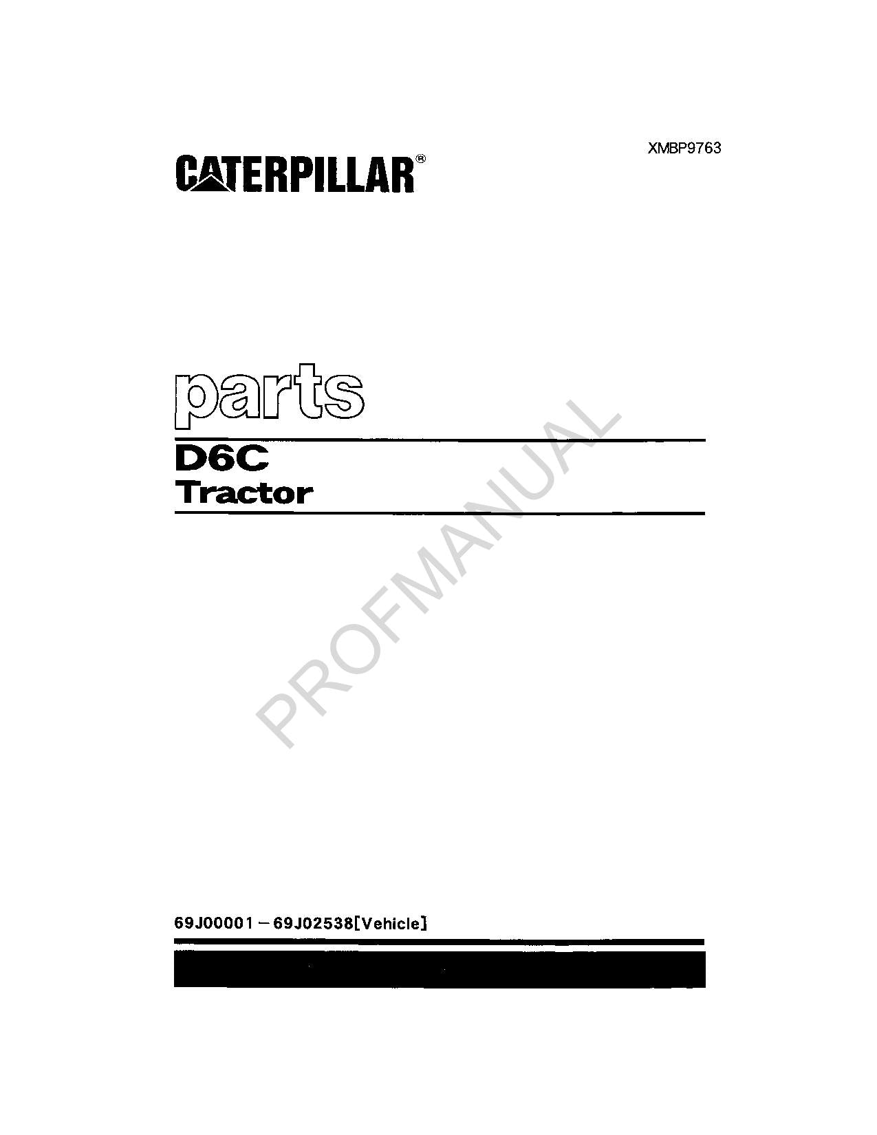 Caterpillar Cat D6C Tractor Parts Catalog Manual XMBP9763