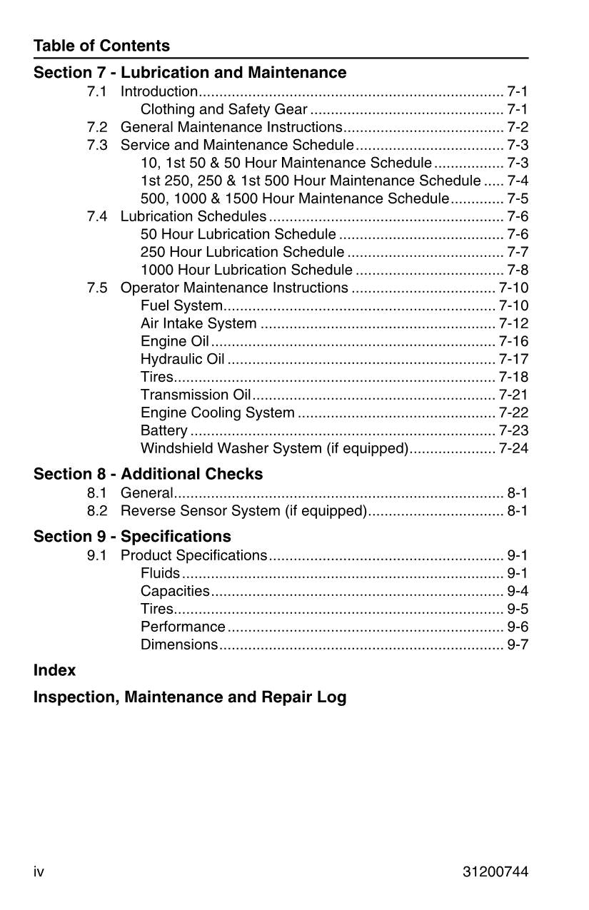 Manual del operador de mantenimiento y operación del manipulador telescópico JLG G10-43A G6-42A G9-43A