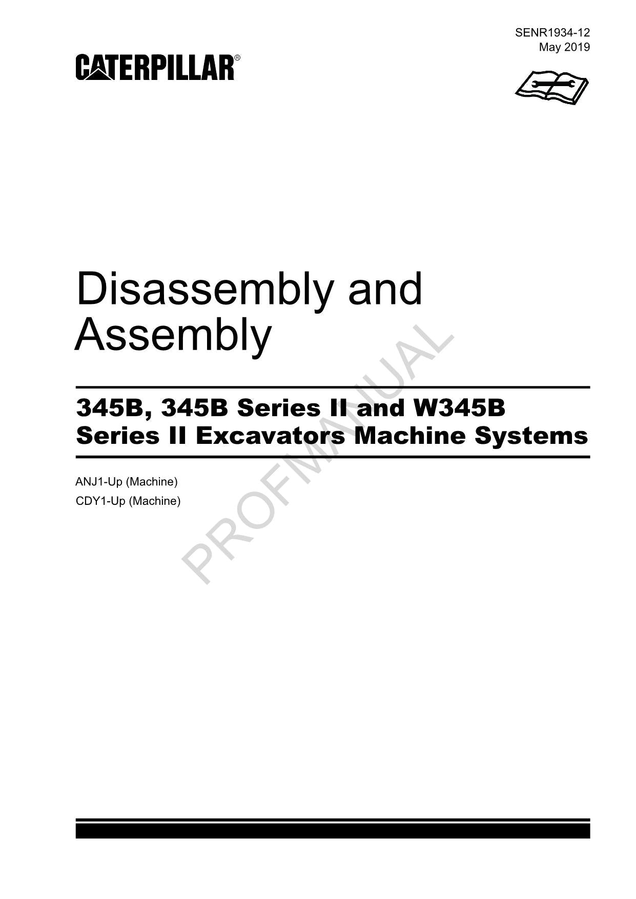 Manual de servicio de desmontaje y montaje de excavadoras Caterpillar 345B 345B W345B Serie II