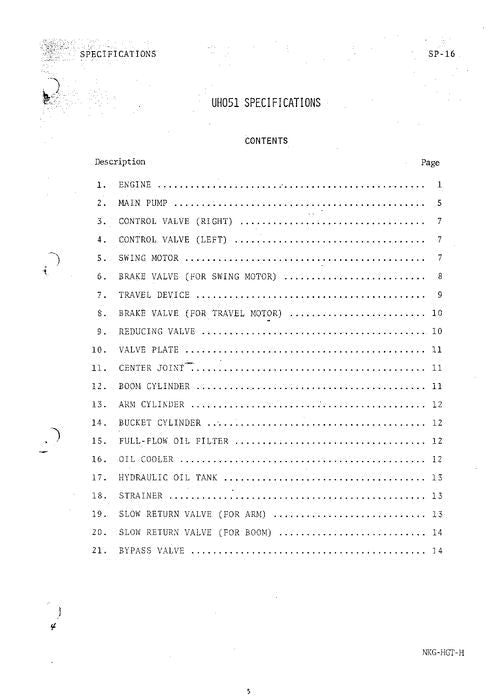 HITACHI UH051M EXCAVATOR SERVICE MANUAL