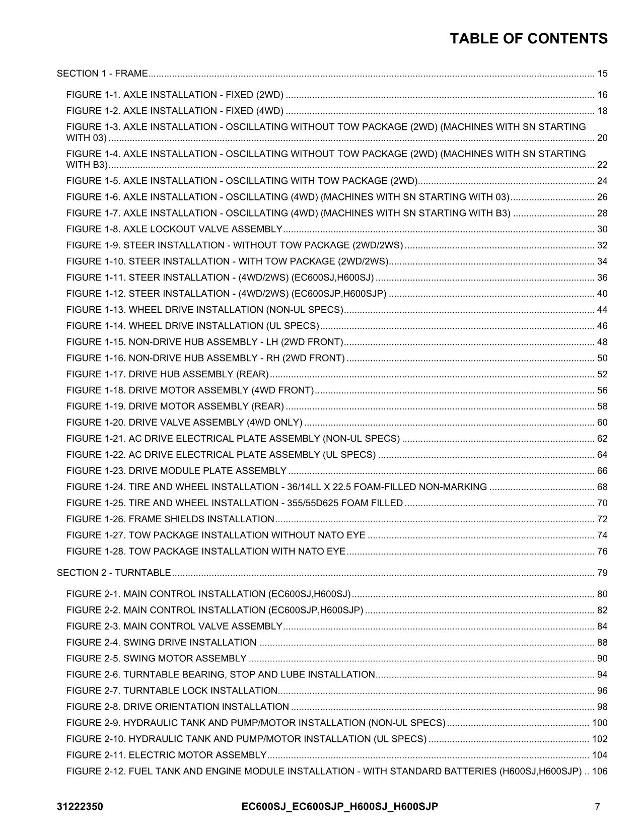 Manual del catálogo de piezas de plataformas elevadoras JLG EC600SJ EC600SJP H600SJ H600SJP