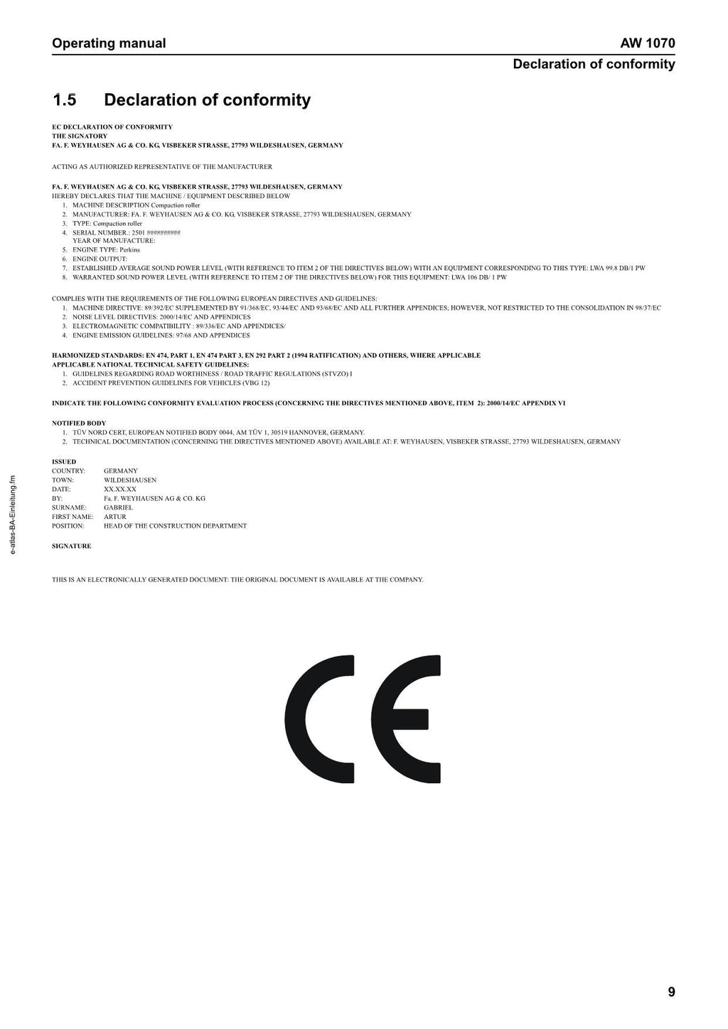Hyundai HR70C-9 TIER3 ROAD ROLLER Operators Maintenance Manual