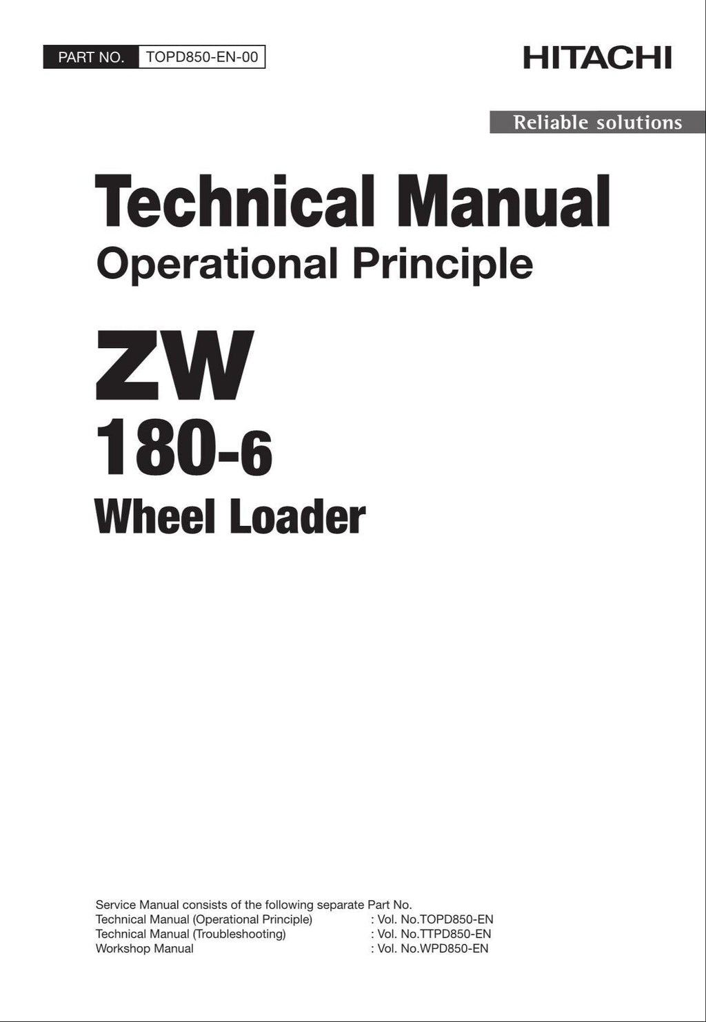 Hitachi ZW180-6 Wheel Loader Technical Manual Operational Principle