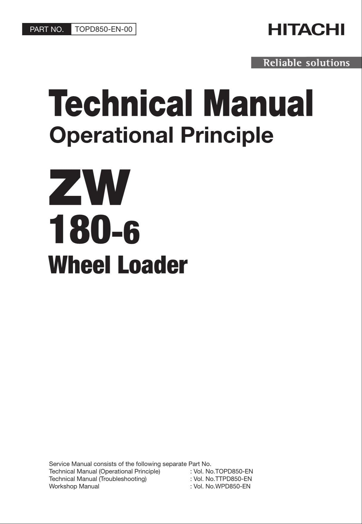 Hitachi ZW180-6 Wheel Loader Technical Manual Operational Principle