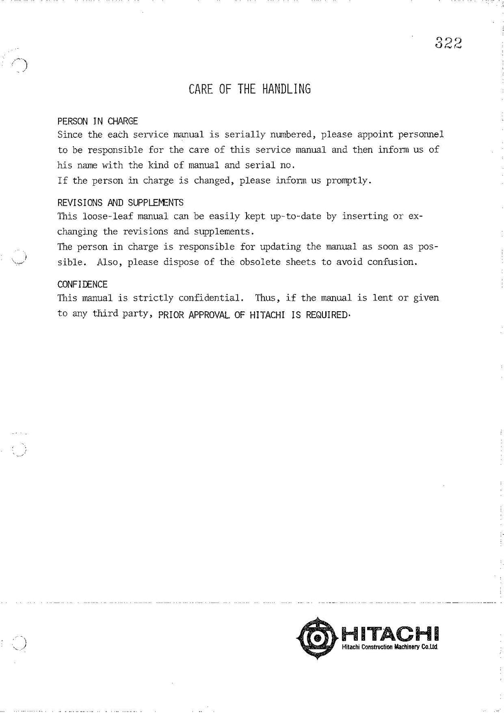 HITACHI UH04-2 Excavator Service Manual