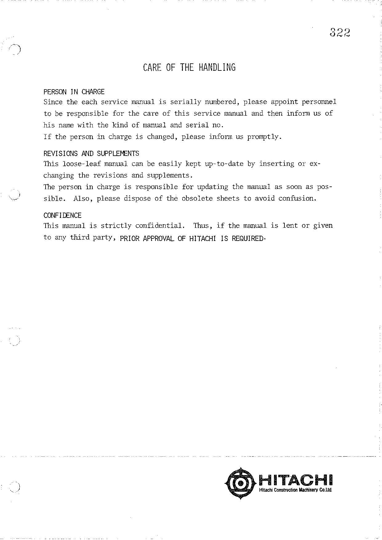 HITACHI UH04-2 Excavator Service Manual