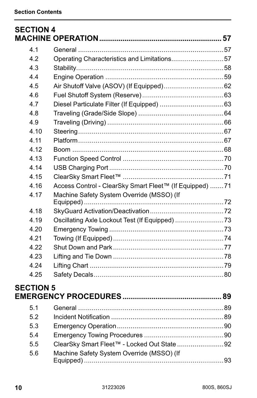 JLG 800S 860SJ Boom Lift Maintenance Operation Operators Manual 31223026