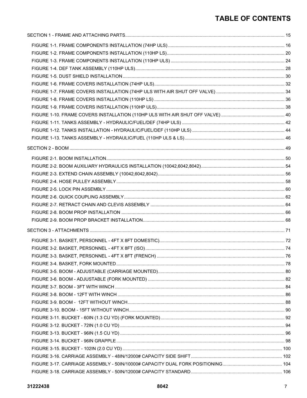 SKYTRAK 8042 Telehandler Parts Catalog Manual 31222438