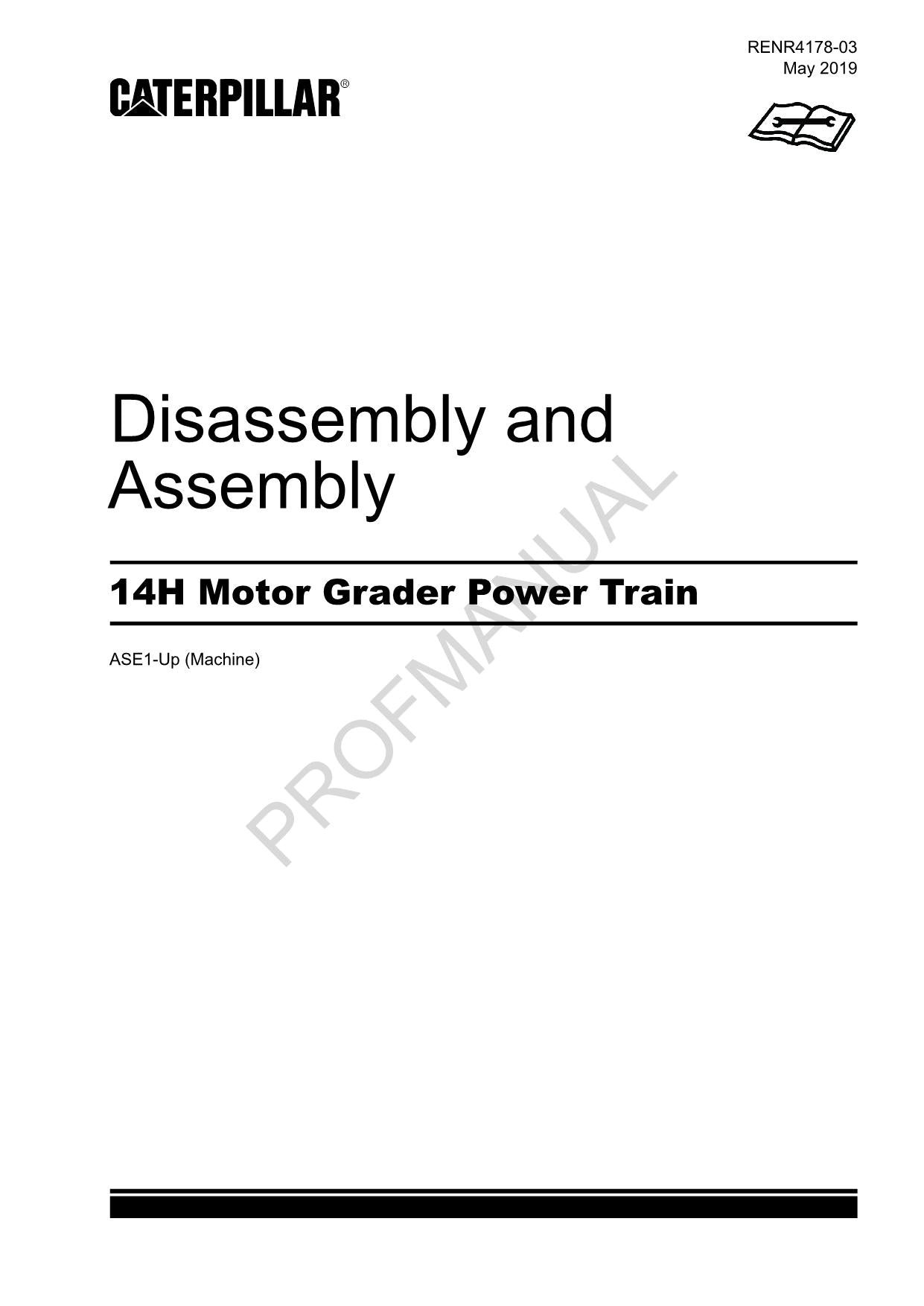 Manual de servicio de desmontaje y montaje del tren de potencia de la motoniveladora Caterpillar 14H
