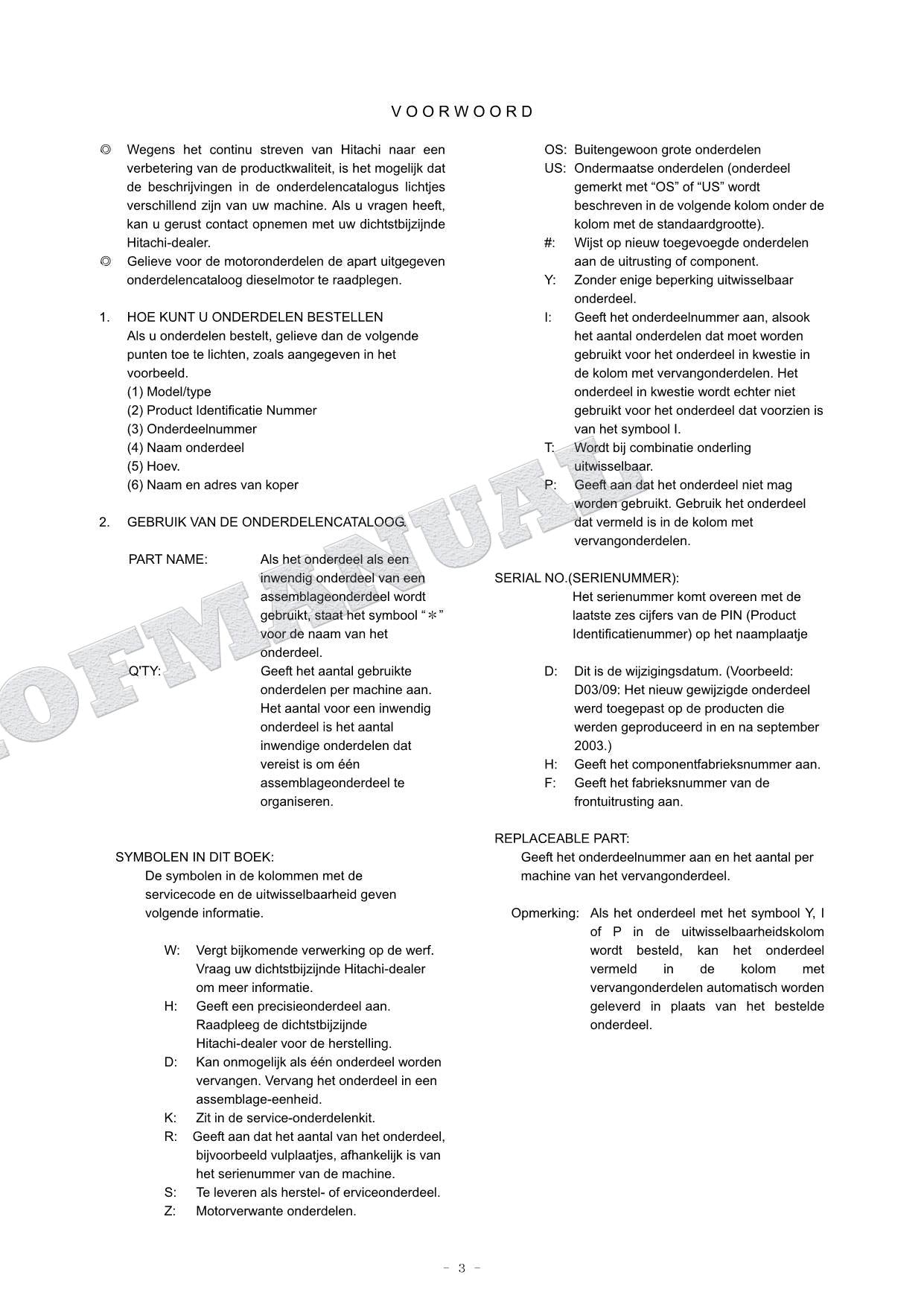 HITACHI ZAXIS ZX70-5G Excavator Parts Catalog Manual SN 100001-
