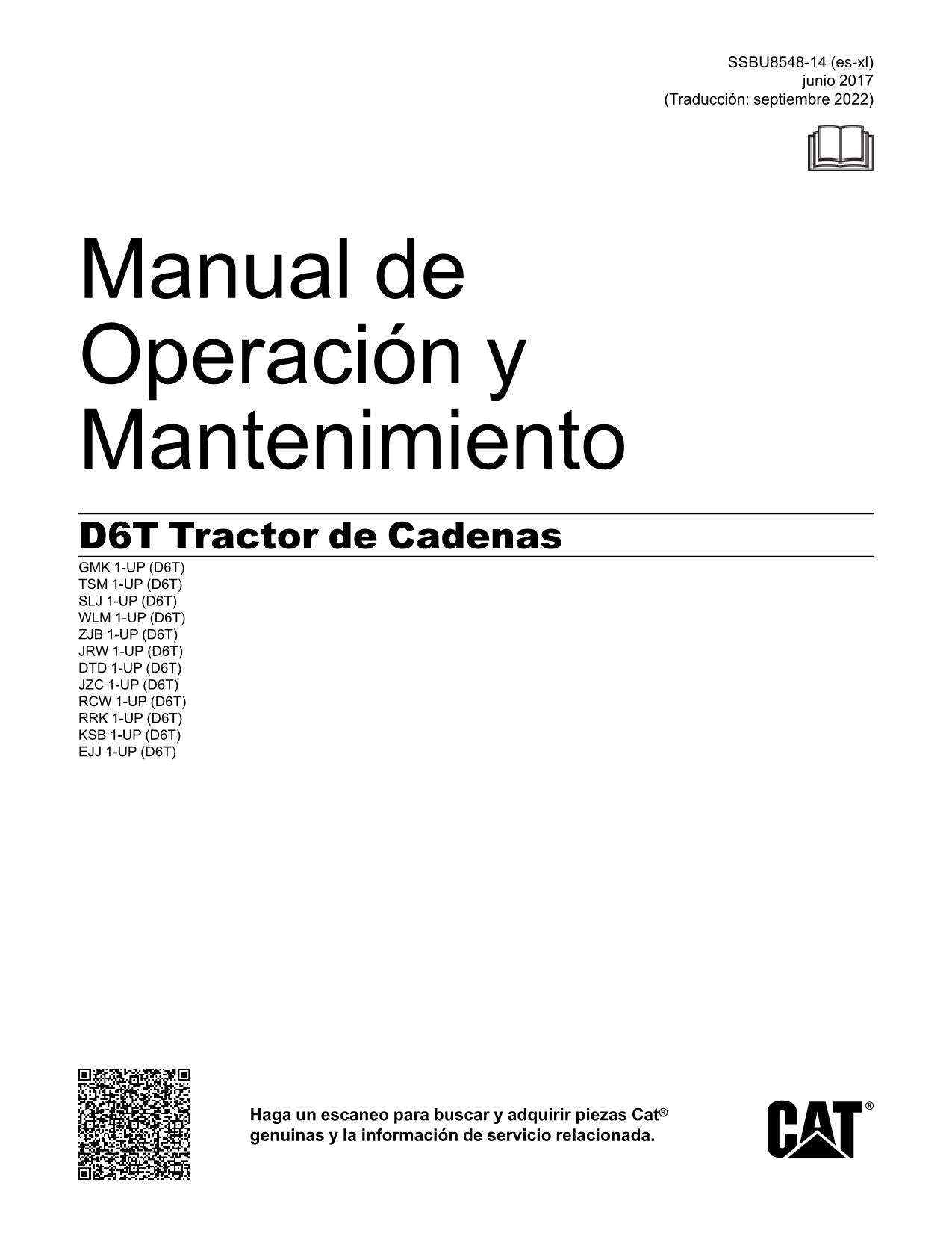 Caterpillar D6T Tractor de Cadenas Manual de Operación y Mantenimiento SSBU8548