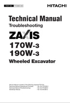 HITACHI ZX170W-3 ZX190W-3 Excavator Troubleshooting +Schematic Technical Manual