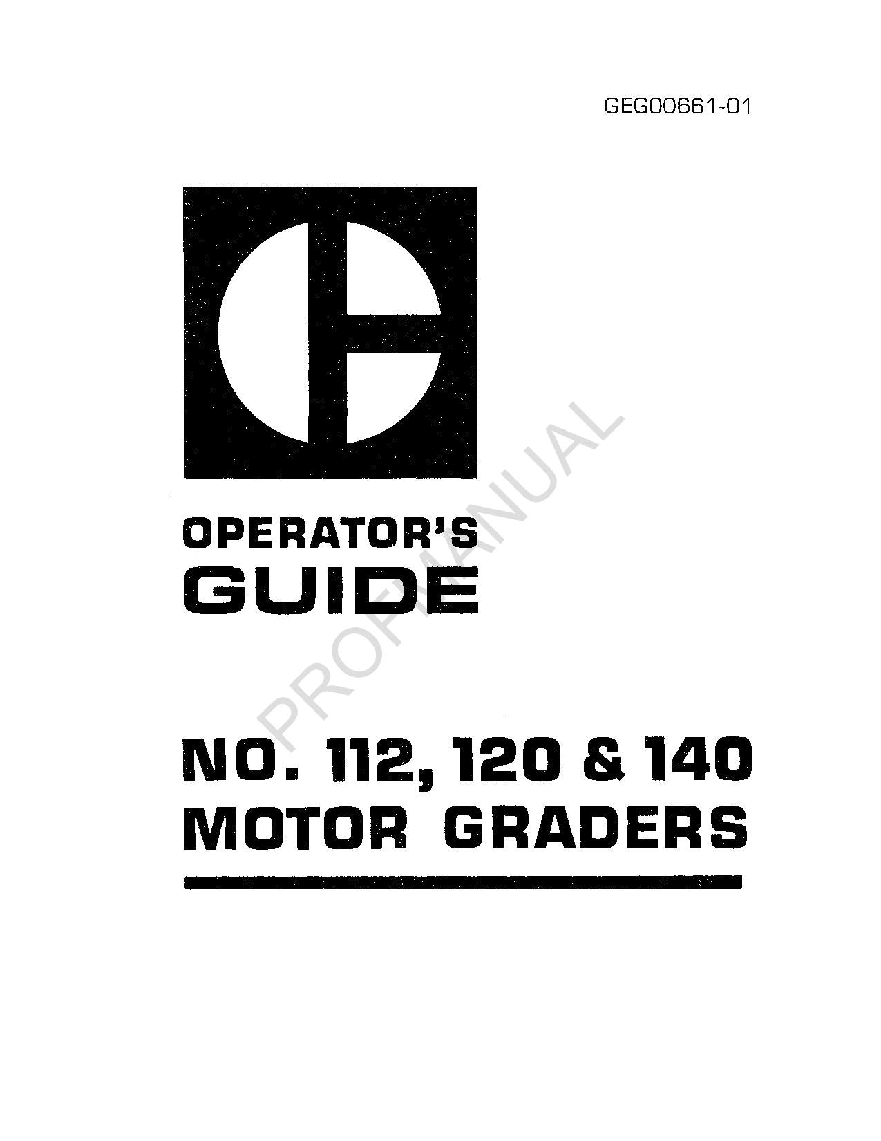 Manual de mantenimiento del operador de motoniveladoras Caterpillar 112, 120 y 140 GEG00661
