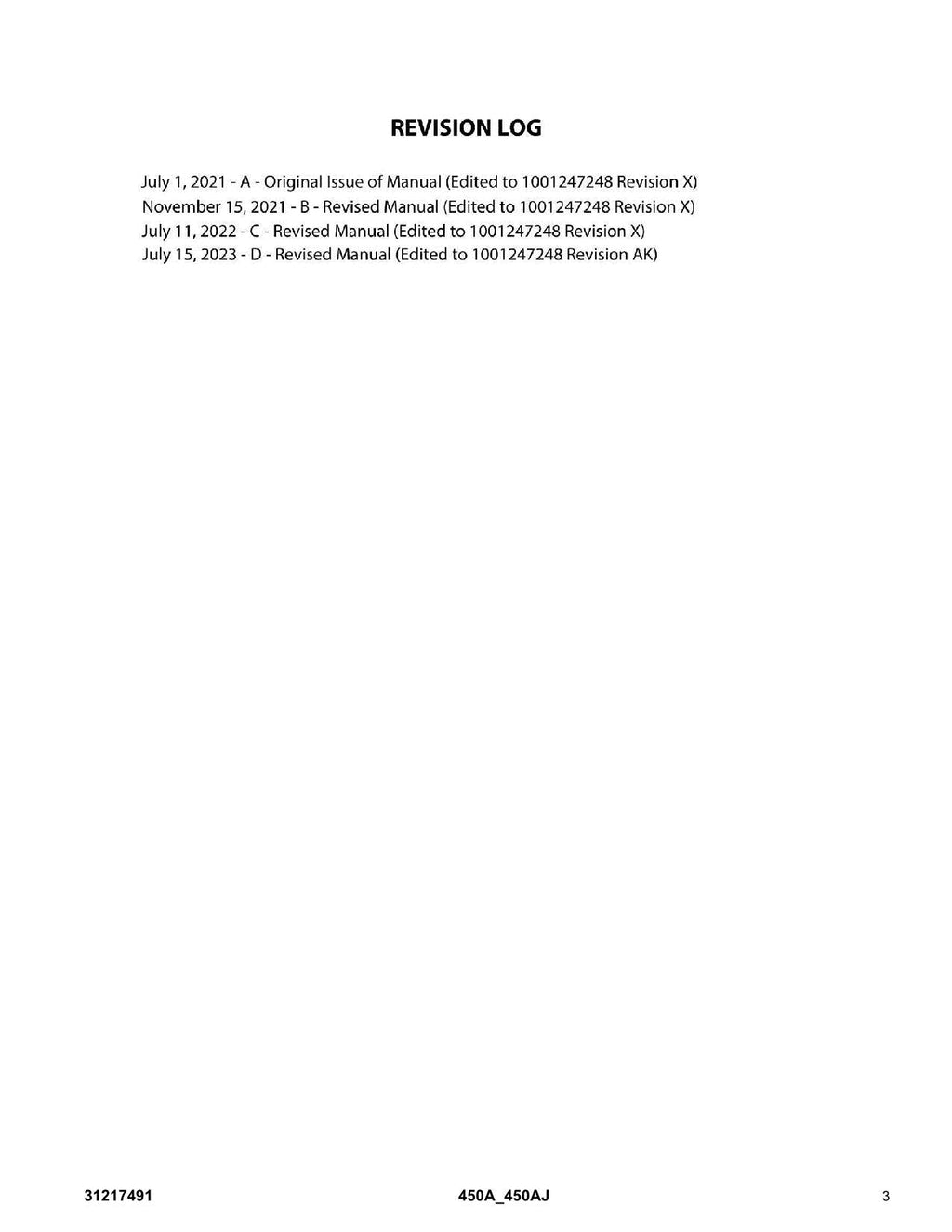 JLG 450A 450AJ Boom Lift  Parts Catalog Manual 31217491