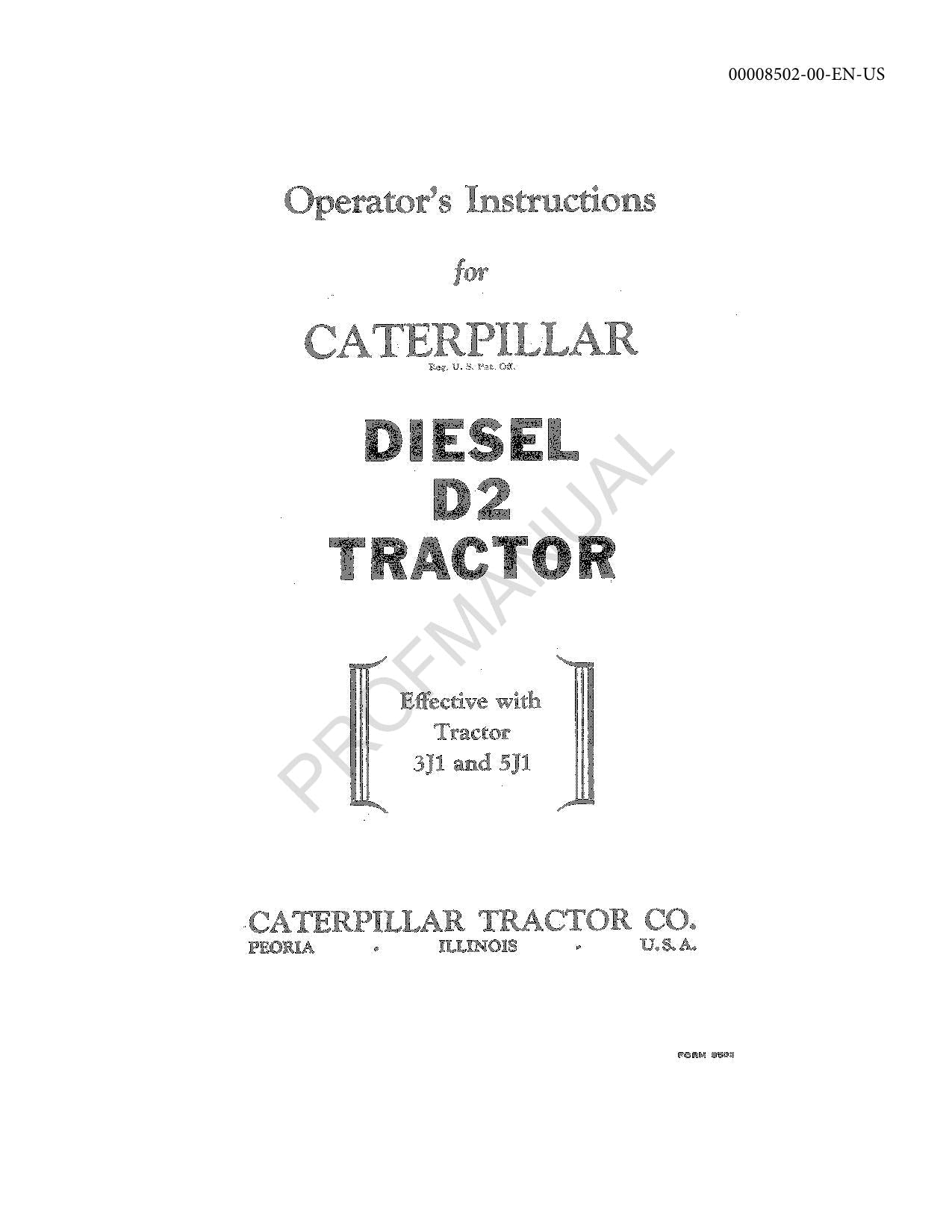 Manual de mantenimiento del operador del tractor Caterpillar Diesel D2 5J1 3J1