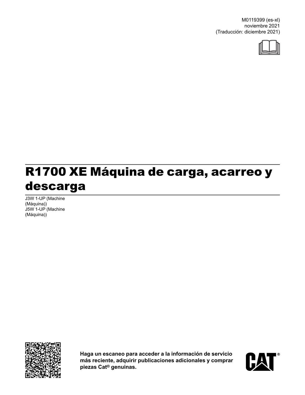 Caterpillar R1700XE Maquinaria subterránea Manual de Operación y Mantenimiento